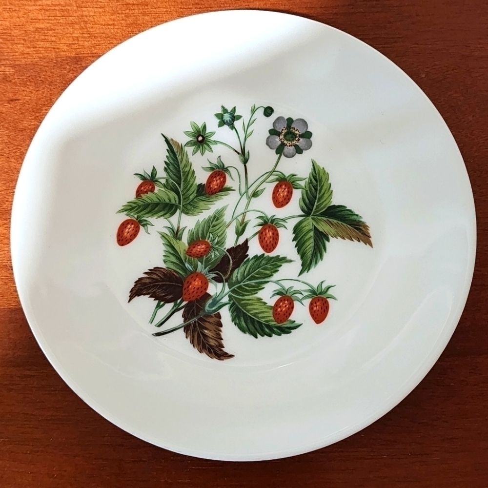 Vintage Porcelaine De Paris France Strawberry Ceramic Dessert Plates Set Of 4